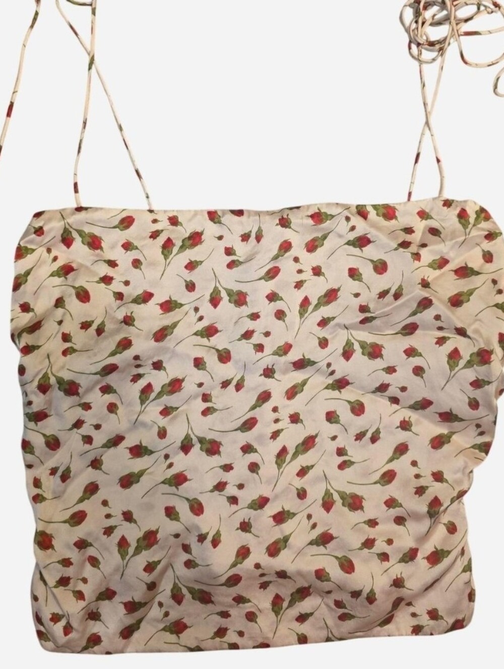 Reformation Floral Silk Spaghetti Straps Crop Top